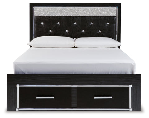 Kaydell Queen Upholstered Panel Storage Bed with Mirrored Dresser, Chest and 2 Nightstands