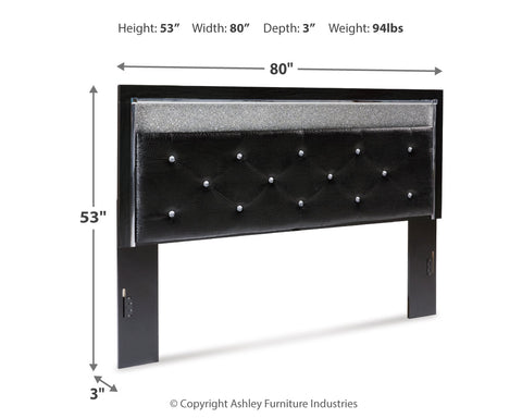 Kaydell King Upholstered Panel Headboard with Mirrored Dresser, Chest and 2 Nightstands