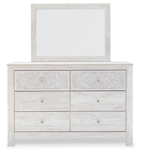 Paxberry Queen Panel Bed with Mirrored Dresser and 2 Nightstands
