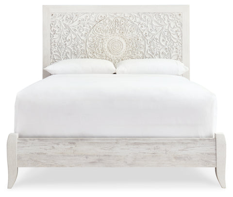 Paxberry Queen Panel Bed with Mirrored Dresser and Chest