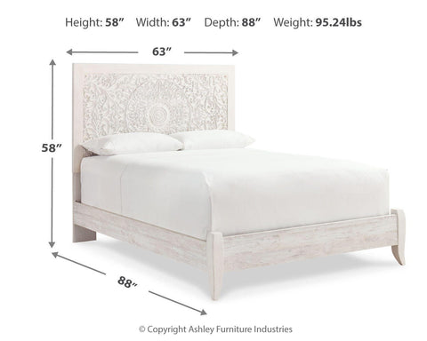Paxberry Queen Panel Bed with Mirrored Dresser and 2 Nightstands