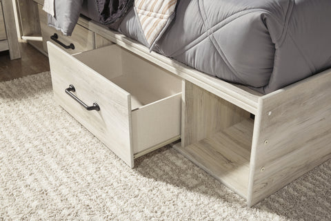 Cambeck Full Panel Bed with 2 Storage Drawers with Mirrored Dresser, Chest and Nightstand