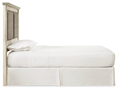 Cambeck King/California King Upholstered Panel Headboard with Mirrored Dresser, Chest and Nightstand