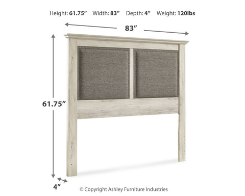 Cambeck King/California King Upholstered Panel Headboard with Mirrored Dresser, Chest and Nightstand