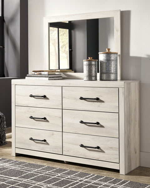 Cambeck Queen Panel Headboard Bed with Mirrored Dresser