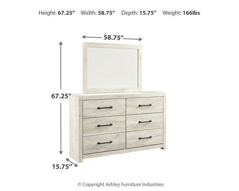 Cambeck Queen Upholstered Panel Headboard with Mirrored Dresser