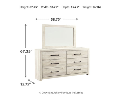 Cambeck King/California King Upholstered Panel Headboard with Mirrored Dresser