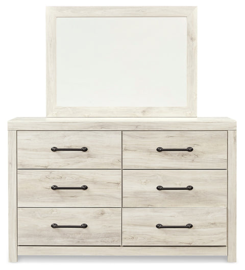 Cambeck Full Panel Bed with 2 Storage Drawers with Mirrored Dresser, Chest and Nightstand