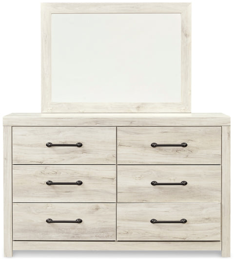 Cambeck Twin Panel Headboard Bed with Mirrored Dresser