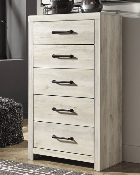 Cambeck King Panel Headboard Bed with Mirrored Dresser, Chest and Nightstand