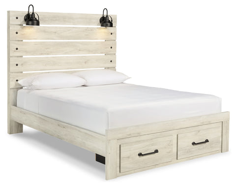 Cambeck Queen Panel Bed with 2 Storage Drawers with Mirrored Dresser, Chest and Nightstand