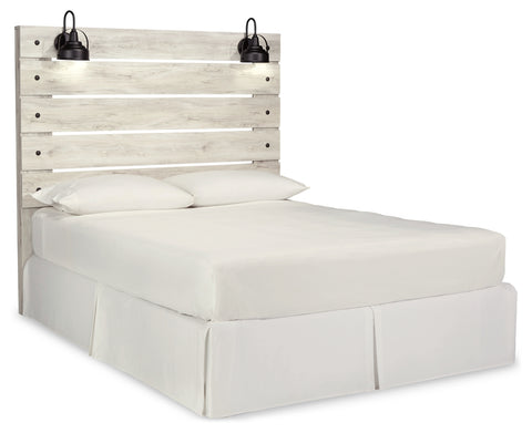 Cambeck Queen Panel Headboard Bed with Mirrored Dresser and 2 Nightstands