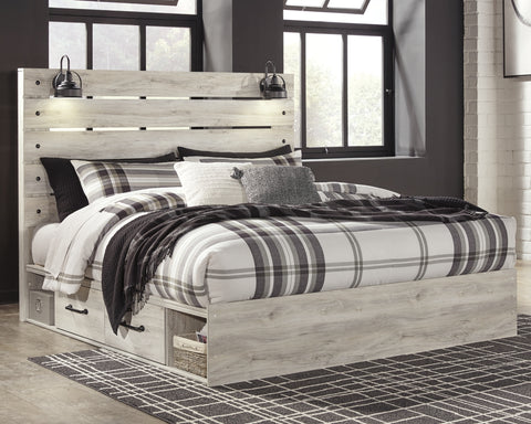 Cambeck King Panel Bed with 2 Storage Drawers with Mirrored Dresser and 2 Nightstands