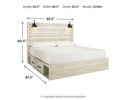 Cambeck King Panel Bed with 4 Storage Drawers