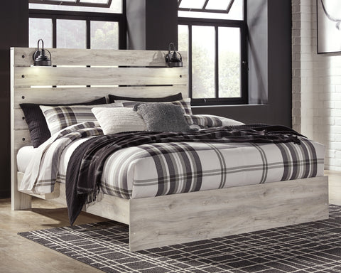 Cambeck King Panel Bed with Mirrored Dresser and Chest
