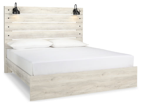 Cambeck King Panel Bed with Mirrored Dresser, Chest and 2 Nightstands