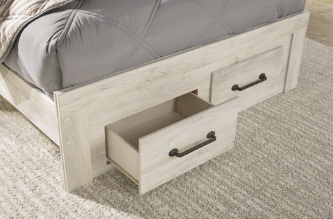 Cambeck Full Panel Bed with 2 Storage Drawers with Mirrored Dresser, Chest and Nightstand