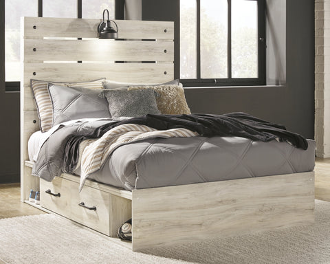 Cambeck Full Panel Bed with 4 Storage Drawers with Mirrored Dresser