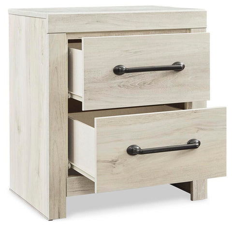 Cambeck Queen Panel Bed with 2 Storage Drawers with Mirrored Dresser and Nightstand