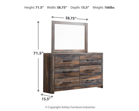 Drystan Queen Panel Bed with Mirrored Dresser and Nightstand