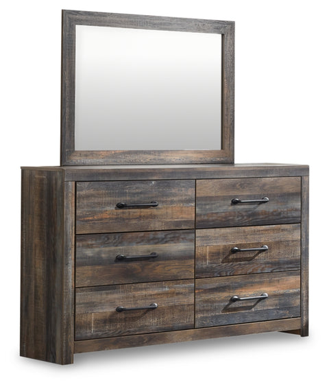 Drystan King Bookcase Bed with 4 Storage Drawers with Mirrored Dresser and Chest