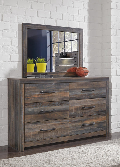 Drystan Full Panel Bed with Mirrored Dresser