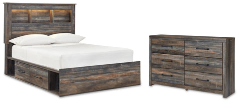 Drystan Full Bookcase Bed with 2 Storage Drawers with Dresser
