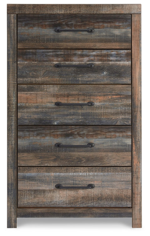 Drystan Full Bookcase Bed with 4 Storage Drawers with Mirrored Dresser, Chest and 2 Nightstands