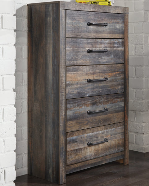 Drystan King Panel Headboard Bed with Mirrored Dresser and Chest