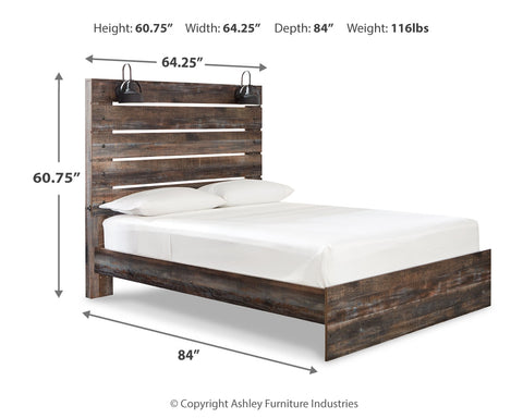 Drystan Queen Panel Bed with Mirrored Dresser and Nightstand