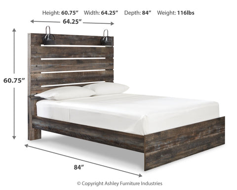 Drystan Queen Panel Bed with Mirrored Dresser and Nightstand