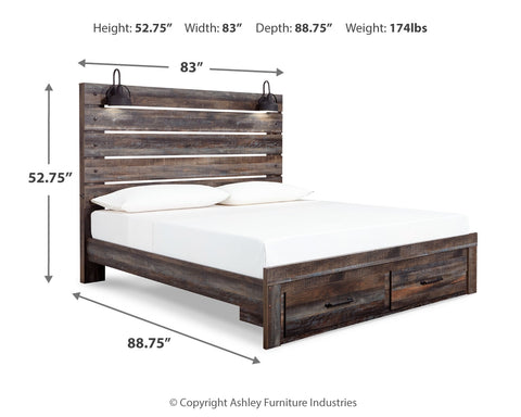 Drystan King Panel Bed with 2 Storage Drawers