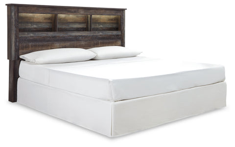 Drystan King/California King Bookcase Headboard Bed with Mirrored Dresser, Chest and Nightstand