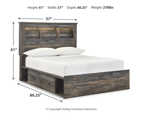 Drystan Full Bookcase Bed with 4 Storage Drawers with Dresser