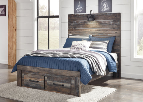 Drystan Full Panel Bed with 2 Storage Drawers