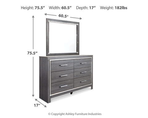 Lodanna Queen Panel Bed with 2 Storage Drawers with Mirrored Dresser and Nightstand
