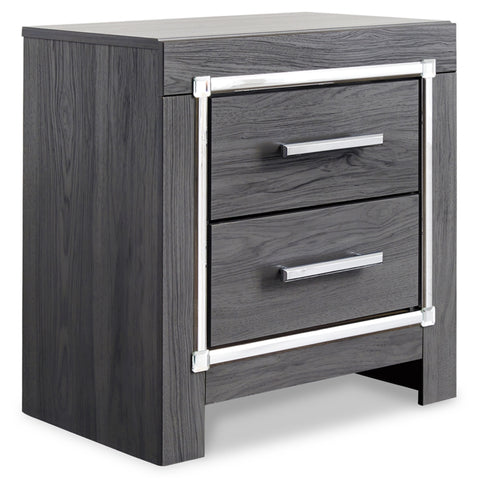 Lodanna Full Upholstered Panel Headboard Bed with Mirrored Dresser, Chest and Nightstand