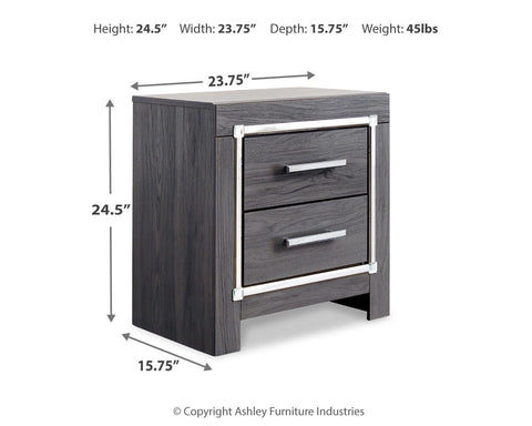Lodanna King Panel Bed with 2 Storage Drawers with Mirrored Dresser and Nightstand