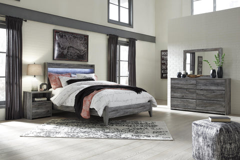 Baystorm Queen Panel Bed with Mirrored Dresser and Nightstand