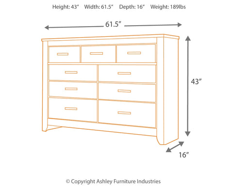 Zelen King/California King Panel Headboard Bed with Dresser