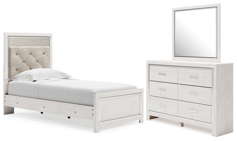 Altyra Twin Panel Bed with Mirrored Dresser