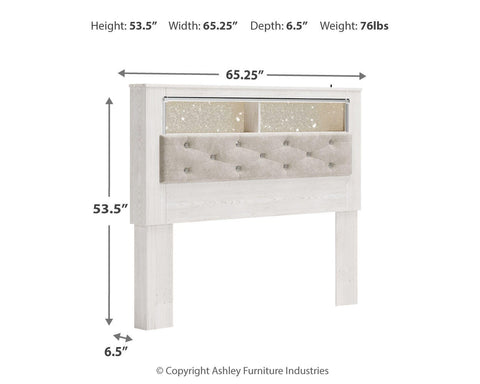 Altyra Queen Upholstered Panel Bookcase Headboard