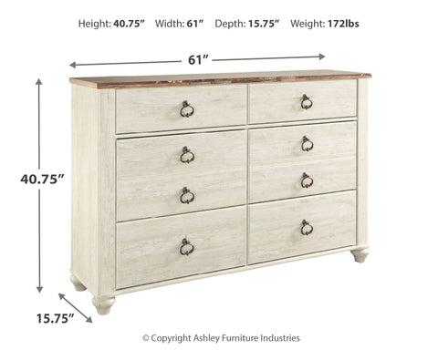 Willowton King/California King Panel Headboard Bed with Dresser