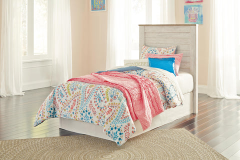 Willowton Twin Panel Headboard Bed with Mirrored Dresser