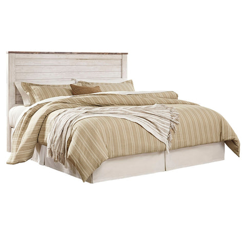 Willowton King/California King Panel Headboard Bed with Mirrored Dresser, Chest and Nightstand