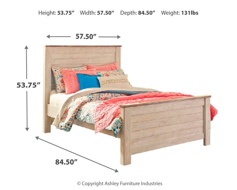 Willowton Full Panel Bed with Nightstand