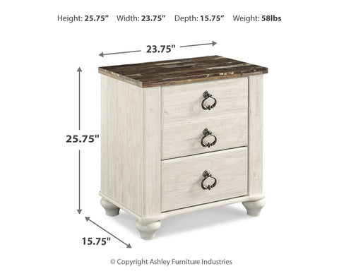 Willowton Full Panel Bed with Nightstand