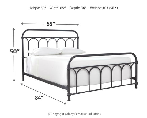 Nashburg Queen Metal Bed with Mattress