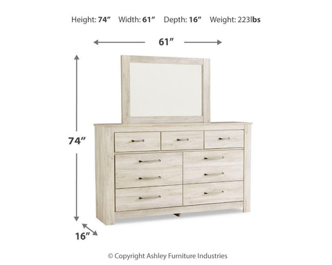 Bellaby Queen Platform Bed with 2 Storage Drawers with Mirrored Dresser and Nightstand