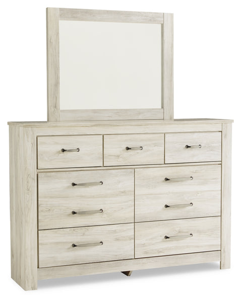Bellaby Queen Platform Bed with 2 Storage Drawers with Mirrored Dresser and Nightstand